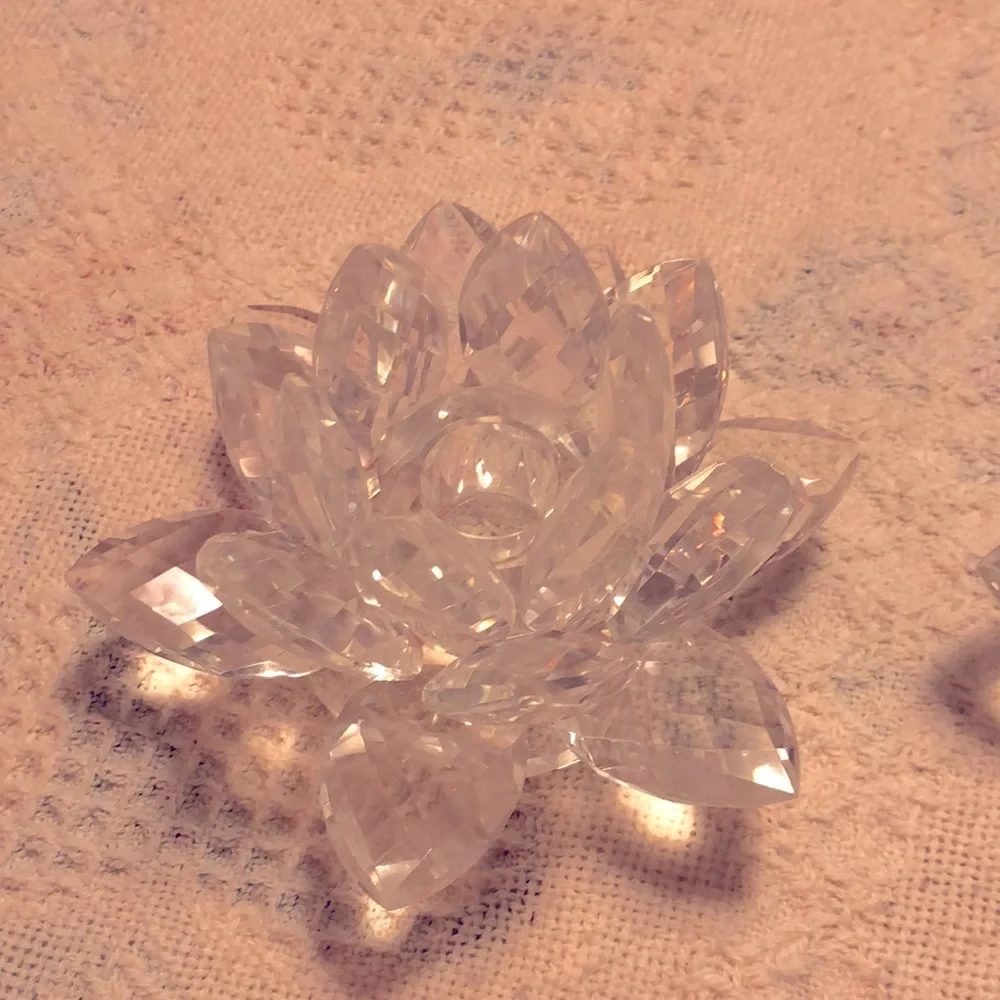 Crystal Lotus Candle Holders 5”x 3.25”
